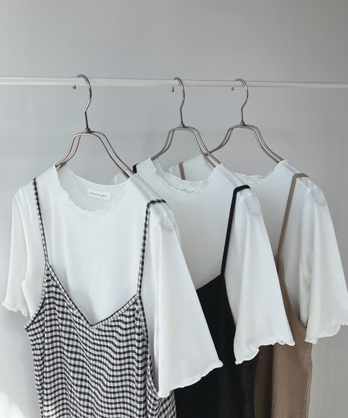 AS KNOW AS plus(アズノゥアズプラス)の「○楊柳サロペットとリブTシャツ セット(サロペット/オーバーオール・レディース・ブラック/ベージュ/チェック・FREE)」の9枚目の写真