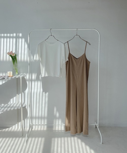 AS KNOW AS plus(アズノゥアズプラス)の「○楊柳サロペットとリブTシャツ セット(サロペット/オーバーオール・レディース・ブラック/ベージュ/チェック・FREE)」の11枚目の写真