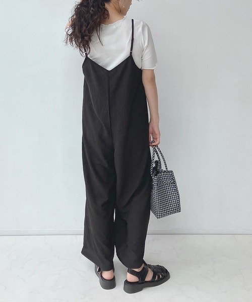 AS KNOW AS plus(アズノゥアズプラス)の「○楊柳サロペットとリブTシャツ セット(サロペット/オーバーオール・レディース・ブラック/ベージュ/チェック・FREE)」の17枚目の写真