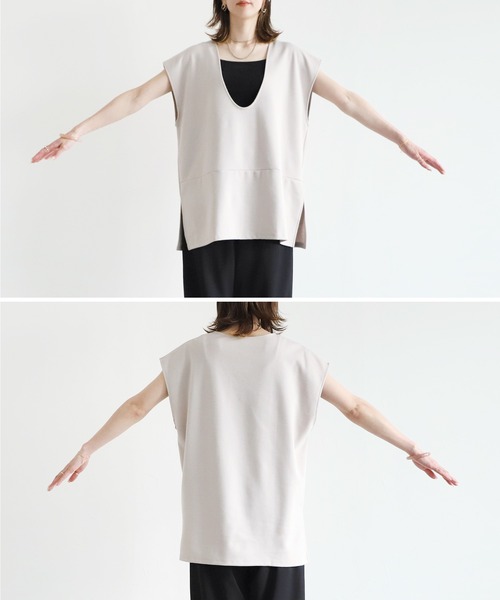 reca（レカ）の「深Vネックベスト（ベスト・レディース・グレイッシュベージュ/ブラック/オレンジ・FREE）」の7枚目の写真