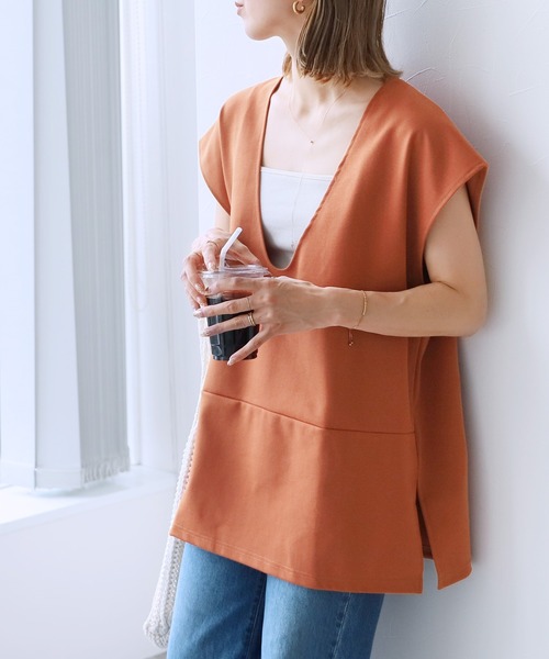 reca（レカ）の「深Vネックベスト（ベスト・レディース・グレイッシュベージュ/ブラック/オレンジ・FREE）」の21枚目の写真