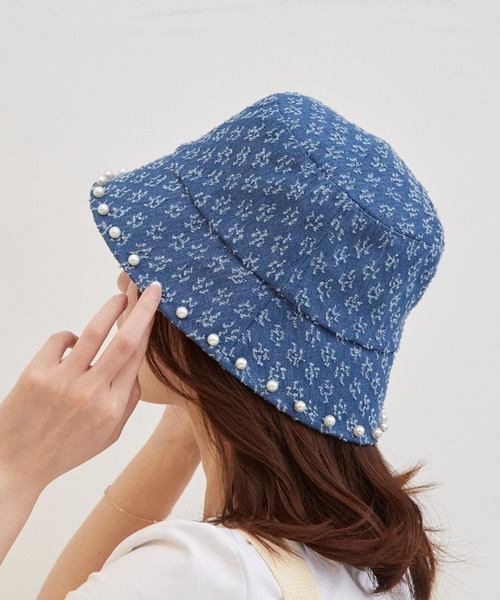 paravion（パラビオン）の「デニムパールバケットハット（ハット・レディース・ブラック/ライトブルー・FREE）」の2枚目の写真