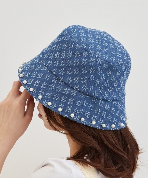 paravion（パラビオン）の「デニムパールバケットハット（ハット・レディース・ブラック/ライトブルー・FREE）」の3枚目の写真