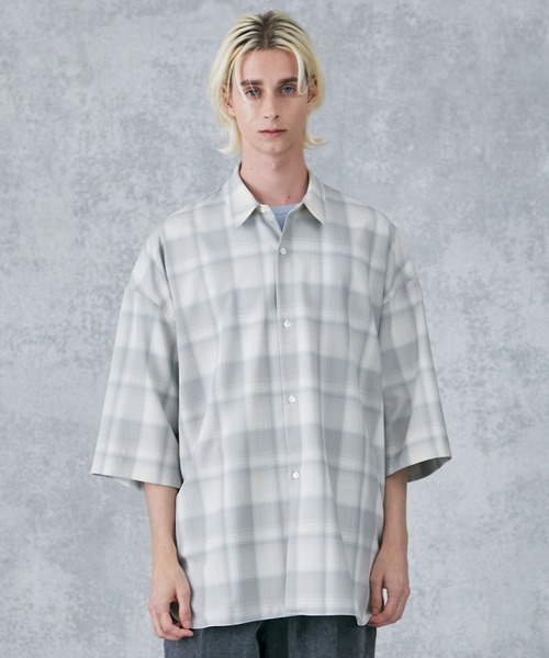 PUBLIC TOKYO（パブリックトウキョウ）の「TWチェックリラックスオーバーシャツ（シャツ/ブラウス・メンズ・ベージュ/ネイビー・1/2）」の20枚目の写真