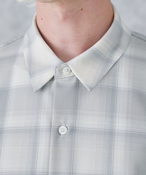 PUBLIC TOKYO（パブリックトウキョウ）の「TWチェックリラックスオーバーシャツ（シャツ/ブラウス・メンズ・ベージュ/ネイビー・1/2）」の10枚目の写真