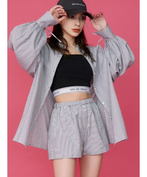 EVRIS(エヴリス)の「【セット】ボリュームギャザーシャツセットアップ(シャツ/ブラウス・レディース・ブルー/その他1・FREE)」の2枚目の写真