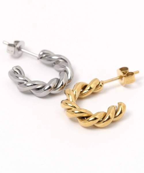 GLOBAL WORK（グローバルワーク）の「UNISEX/ステンレスねじりピアス/906063（ピアス（両耳用）・レディース・ゴールド/シルバー・FREE）」の3枚目の写真