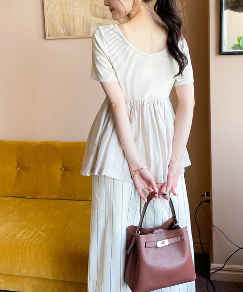 Andemiu（アンデミュウ）の「ペプラムカットドッキング960861（Tシャツ/カットソー・レディース・ブラック/アイボリー/ブラウン・FREE）」の17枚目の写真