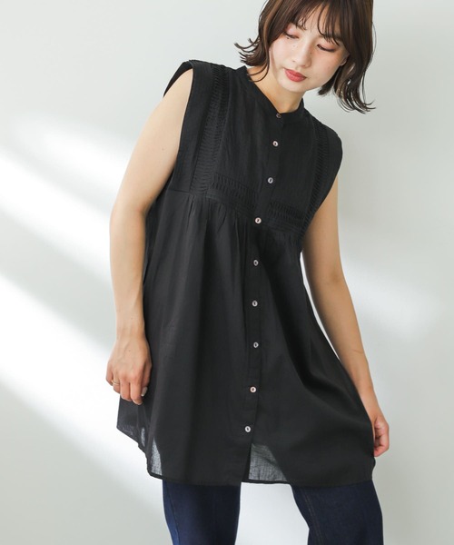 SENSE OF PLACE by URBAN RESEARCH（センスオブプレイスバイアーバンリサーチ）の「インドタックデザインブラウス（シャツ/ブラウス・レディース・ブラック/ライトブルー/オフホワイト・ONE）」の2枚目の写真