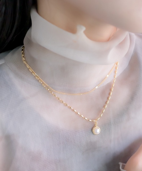 ear PAPILLONNER(イアパピヨネ)の「粒パール2連ネックレス ear PAPILLONNER(イアパピヨネ)の「粒パール2連ネックレス