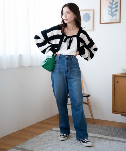 WEGO（ウィゴー）の「WEGO/リボンニットボレロ（カーディガン/ボレロ・レディース・ベージュ/ホワイト/サックスブルー/ブラック/グリーン/ピンク/ブラック系その他5・FREE）」の13枚目の写真