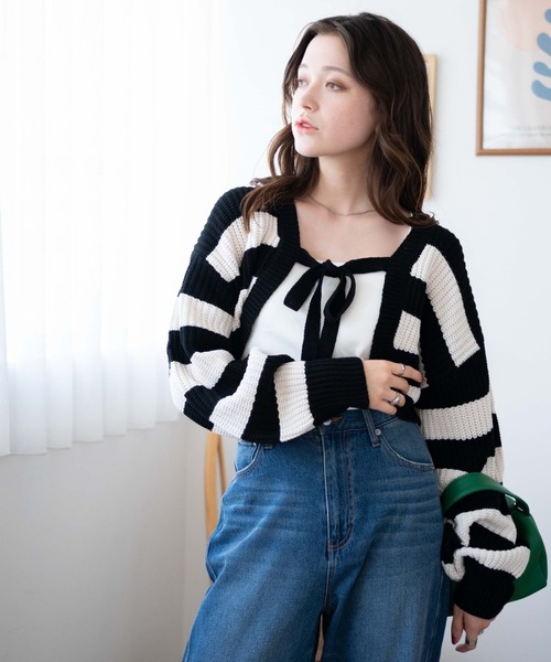 WEGO（ウィゴー）の「WEGO/リボンニットボレロ（カーディガン/ボレロ