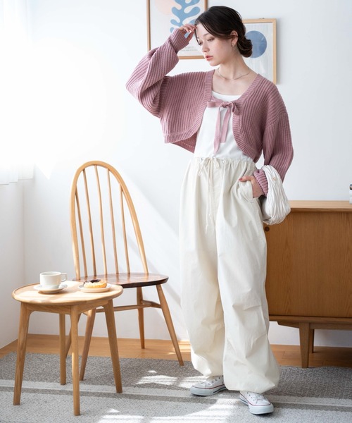 WEGO（ウィゴー）の「WEGO/リボンニットボレロ（カーディガン/ボレロ