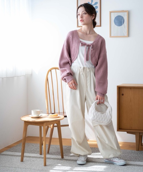 WEGO（ウィゴー）の「WEGO/リボンニットボレロ（カーディガン/ボレロ・レディース・ベージュ/ホワイト/サックスブルー/ブラック/グリーン/ピンク/ブラック系その他5・FREE）」の17枚目の写真