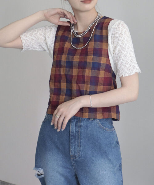 fredy emue（フレディエミュ）の「チェックエプロンビスチェ（シャツ/ブラウス・レディース・ブルー系その他/パープル系その他・38）」の15枚目の写真