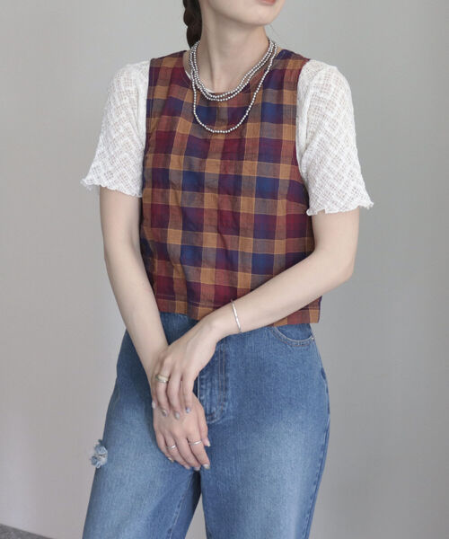 fredy emue（フレディエミュ）の「チェックエプロンビスチェ（シャツ/ブラウス・レディース・ブルー系その他/パープル系その他・38）」の20枚目の写真