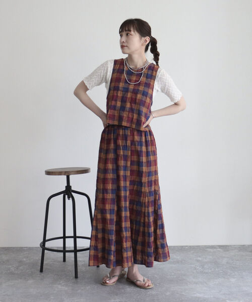 fredy emue（フレディエミュ）の「チェックエプロンビスチェ（シャツ/ブラウス・レディース・ブルー系その他/パープル系その他・38）」の16枚目の写真