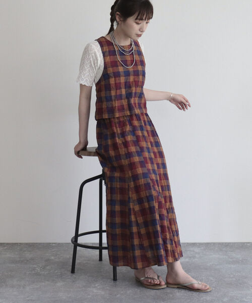 fredy emue（フレディエミュ）の「チェックエプロンビスチェ（シャツ/ブラウス・レディース・ブルー系その他/パープル系その他・38）」の10枚目の写真