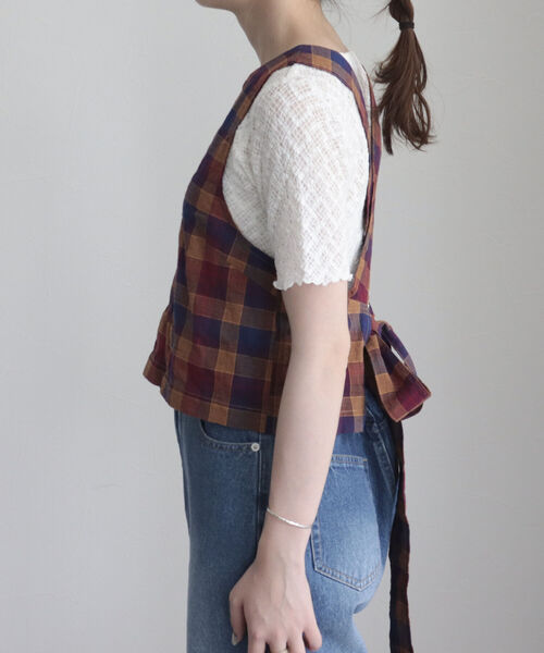 fredy emue（フレディエミュ）の「チェックエプロンビスチェ（シャツ/ブラウス・レディース・ブルー系その他/パープル系その他・38）」の6枚目の写真