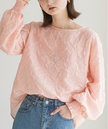 シャーリングスリーブ ジャガードシアーブラウス