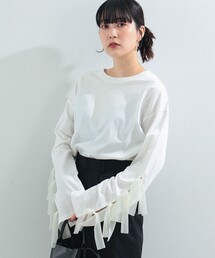Ray BEAMS | Ray BEAMS / アーム リボン クルーネック Tシャツ(Tシャツ/カットソー)