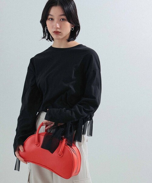 Ray BEAMS（レイビームス）の「Ray BEAMS / アーム リボン クルーネック Tシャツ（Tシャツ/カットソー・レディース・ブラック/ホワイト・ONE SIZE）」の21枚目の写真