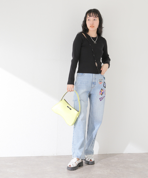 ANNA SUI NYC（アナ スイ エヌ ワイ シー）の「【ANNA SUI NYC/ アナスイエヌワイシー】リブニットトップス（ニット/セーター・レディース・ブラック/ホワイト・MEDIUM/LARGE）」の4枚目の写真