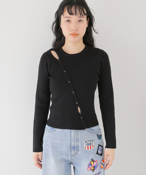 ANNA SUI NYC（アナ スイ エヌ ワイ シー）の「【ANNA SUI NYC/ アナスイエヌワイシー】リブニットトップス（ニット/セーター・レディース・ブラック/ホワイト・MEDIUM/LARGE）」の21枚目の写真