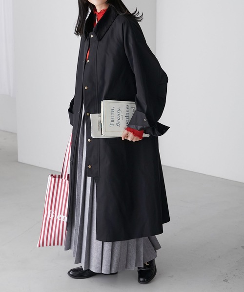 BONLECILL(ボンルシール)の「ラグランスリーブ 襟コーデュロイ オーバーハンティングコート(ステンカラーコート・レディース・ネイビー/ブラック/ベージュ/カーキ・FREE)」の5枚目の写真