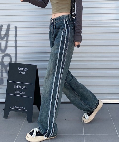 dIgawel サイドライン ディガウェル　ワイド　デニムパンツ Wide straight jeans – DIGAWEL ONLINE STORE