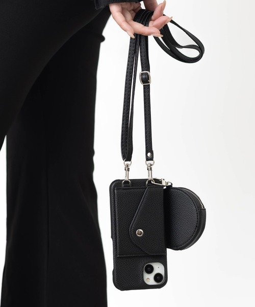 emonique（エモニーク）の「iPhoneケース PUレザー カバー カード収納 ストラップ コインケース 【SE/11/12/13/14/15/15pro/16/16pro/16e/17/17pro/Air対応】（スマホケース/カバー・レディース・パープル/ブラック/ブラウン/グレー・iPhone 12/iPhone 7/8/SE(第2/第3世代)/iPhone 14/iPhone 11/iPhone 13/iPhone 15/iPhone 15 Pro/iPhone 16/iPhone 16 Pro/iPhone 16e/iPhone 17 Pro/iPhone Air/iPhone 17）」の2枚目の写真