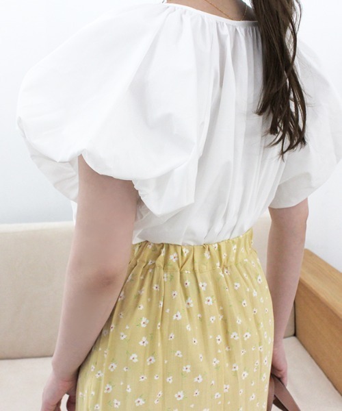 MODE ROBE(モードローブ)の「バルーンスリーブリボントップス(Tシャツ/カットソー・レディース・ホワイト/ブルー/ブラック・FREE)」の2枚目の写真