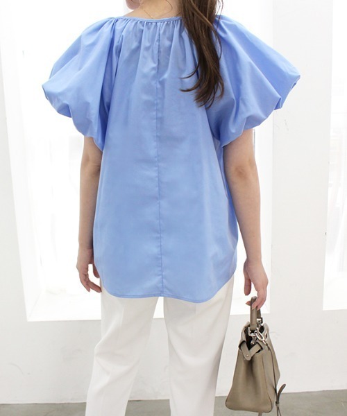 MODE ROBE(モードローブ)の「バルーンスリーブリボントップス(Tシャツ/カットソー・レディース・ホワイト/ブルー/ブラック・FREE)」の14枚目の写真