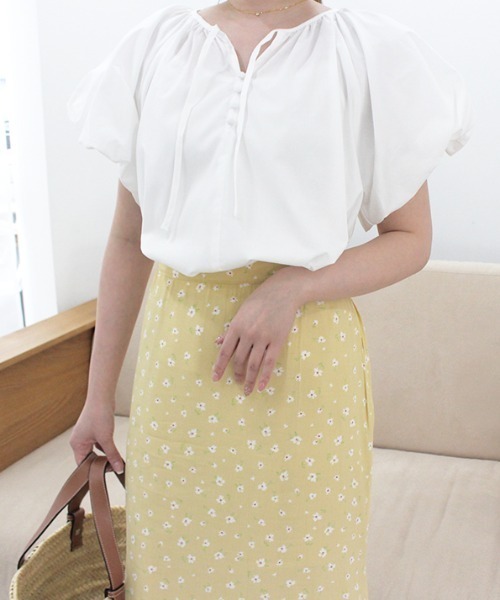 MODE ROBE(モードローブ)の「バルーンスリーブリボントップス(Tシャツ/カットソー・レディース・ホワイト/ブルー/ブラック・FREE)」の15枚目の写真