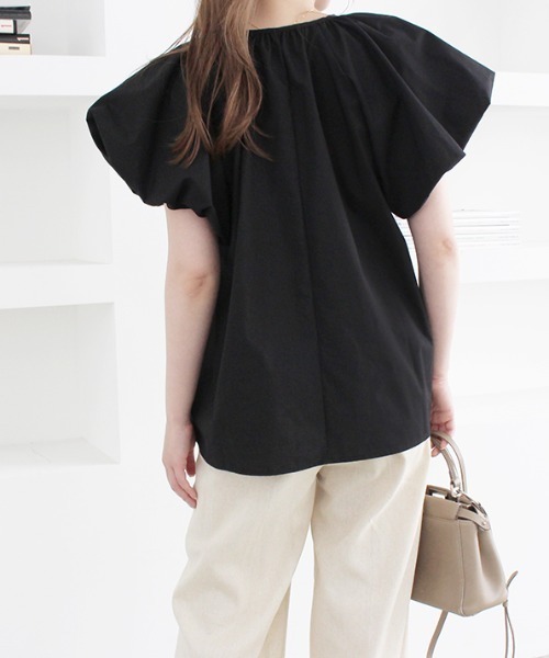 MODE ROBE(モードローブ)の「バルーンスリーブリボントップス(Tシャツ/カットソー・レディース・ホワイト/ブルー/ブラック・FREE)」の5枚目の写真