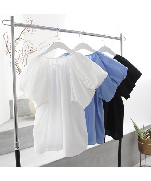 MODE ROBE(モードローブ)の「バルーンスリーブリボントップス(Tシャツ/カットソー・レディース・ホワイト/ブルー/ブラック・FREE)」の9枚目の写真