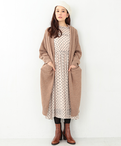 CAROLINA GLASER（カロリナ グレイサー）の「CAROLINA GLASER / ロング フードニットコーディガン（カーディガン/ボレロ・レディース・グレー/ブラウン・ONE SIZE）」の2枚目の写真