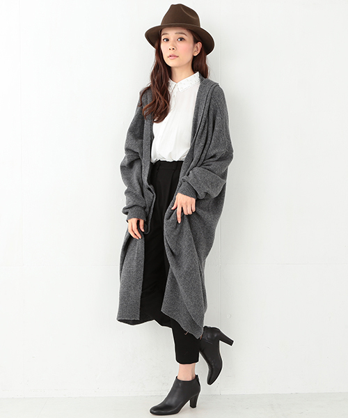 CAROLINA GLASER（カロリナ グレイサー）の「CAROLINA GLASER / ロング フードニットコーディガン（カーディガン/ボレロ・レディース・グレー/ブラウン・ONE SIZE）」の3枚目の写真