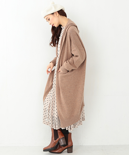 CAROLINA GLASER（カロリナ グレイサー）の「CAROLINA GLASER / ロング フードニットコーディガン（カーディガン/ボレロ・レディース・グレー/ブラウン・ONE SIZE）」の8枚目の写真