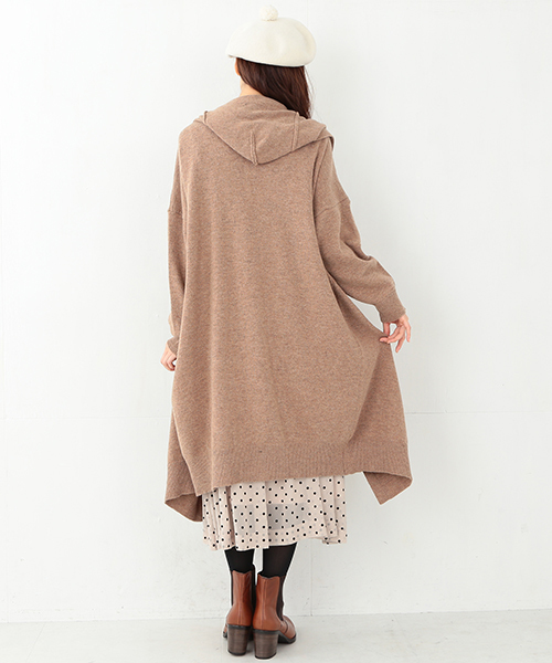 CAROLINA GLASER（カロリナ グレイサー）の「CAROLINA GLASER / ロング フードニットコーディガン（カーディガン/ボレロ・レディース・グレー/ブラウン・ONE SIZE）」の9枚目の写真