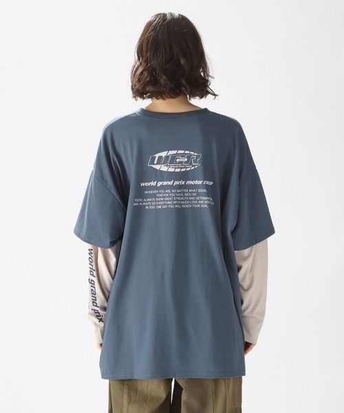 niko and...(ニコアンド)の「スポーツフェイクレイヤーロングTシャツ(Tシャツ/カットソー・レディース・オフホワイト/グレー/ブルー・FREE)」の10枚目の写真