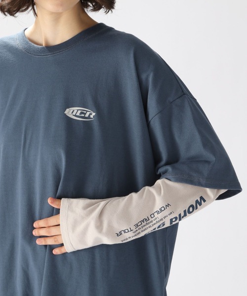 niko and...(ニコアンド)の「スポーツフェイクレイヤーロングTシャツ(Tシャツ/カットソー・レディース・オフホワイト/グレー/ブルー・FREE)」の13枚目の写真