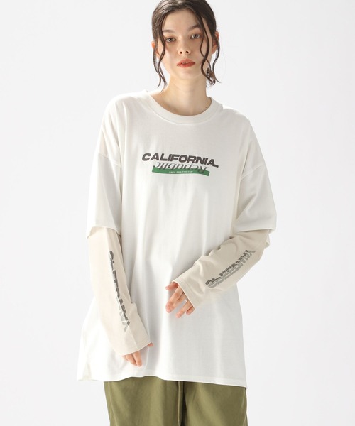 新品 ニコアンド ストライプ ロングスリーブ Tシャツ GEORGE'S セール】フェイクレイヤードロングスリーブTEE（Tシャツ
