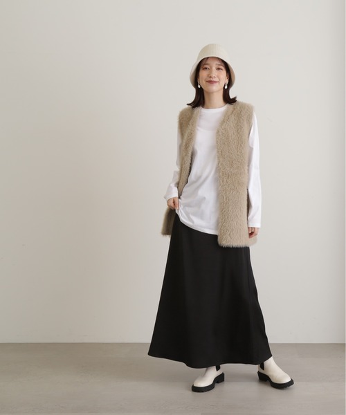 N.（N. Natural Beauty Basic）（エヌエヌナチュラルビューティーベーシック）の「◆無地ロングＴシャツ（Tシャツ/カットソー・レディース・オフホワイト/ベージュ・MEDIUM）」の7枚目の写真