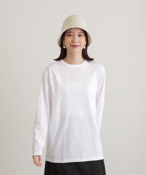 N.（N. Natural Beauty Basic）（エヌエヌナチュラルビューティーベーシック）の「◆無地ロングＴシャツ（Tシャツ/カットソー・レディース・オフホワイト/ベージュ・MEDIUM）」の9枚目の写真