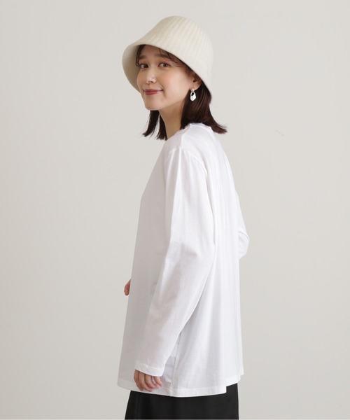N.（N. Natural Beauty Basic）（エヌエヌナチュラルビューティーベーシック）の「◆無地ロングＴシャツ（Tシャツ/カットソー・レディース・オフホワイト/ベージュ・MEDIUM）」の10枚目の写真