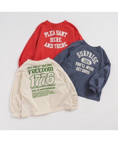 BREEZE（ブリーズ）の「袖パフロゴロンT（Tシャツ/カットソー・キッズ・レッド/オフホワイト/ネイビー・130/140/120/110/100/90/80）」の14枚目の写真