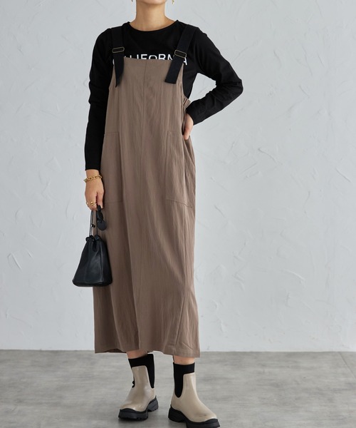 each(イーチ)の「ミリタリージャンパースカート(ジャンパースカート・レディース・ダークグリーン/ブラック/ライトグレー・FREE)」の6枚目の写真