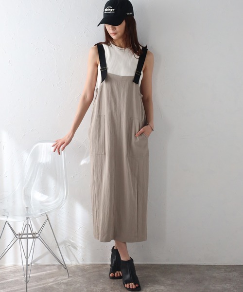 each(イーチ)の「ミリタリージャンパースカート(ジャンパースカート・レディース・ダークグリーン/ブラック/ライトグレー・FREE)」の4枚目の写真