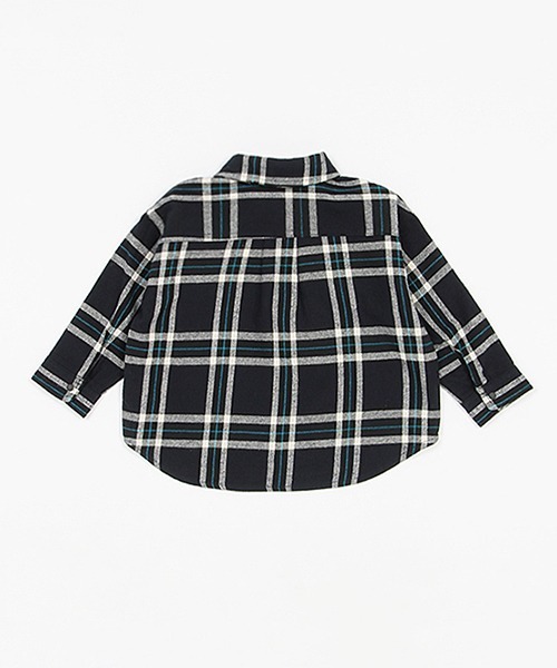 petit main(プティマイン)の「ネルチェックシャツ(シャツ/ブラウス・キッズ・グリーン/ブラック・120cm/90cm/110cm/130cm/80cm/100cm)」の3枚目の写真